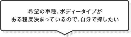 希望の車種、ボディータイプがある程度決まっているので、自分で探したい